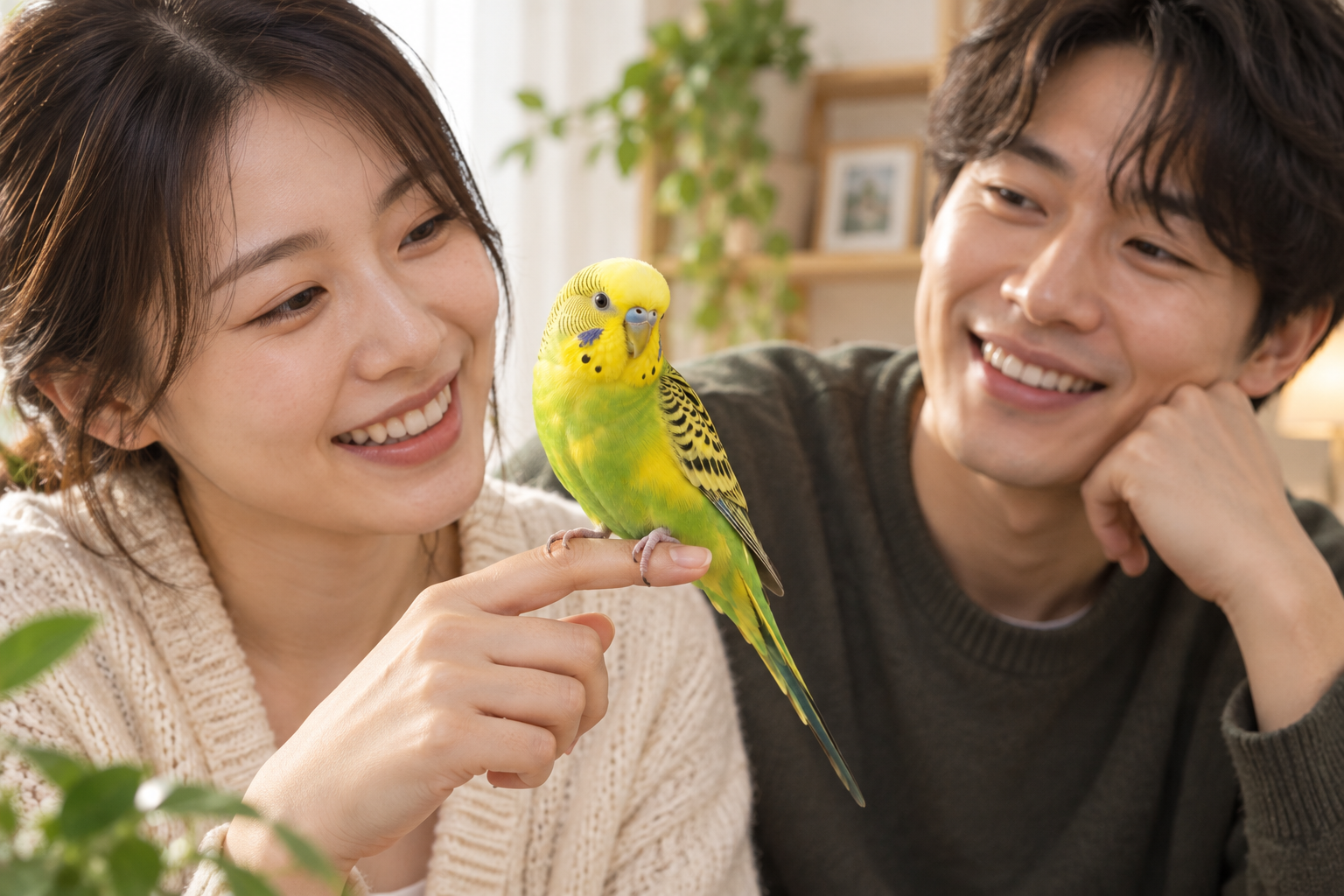 가족의 손가락에 앉아 인사하던 날