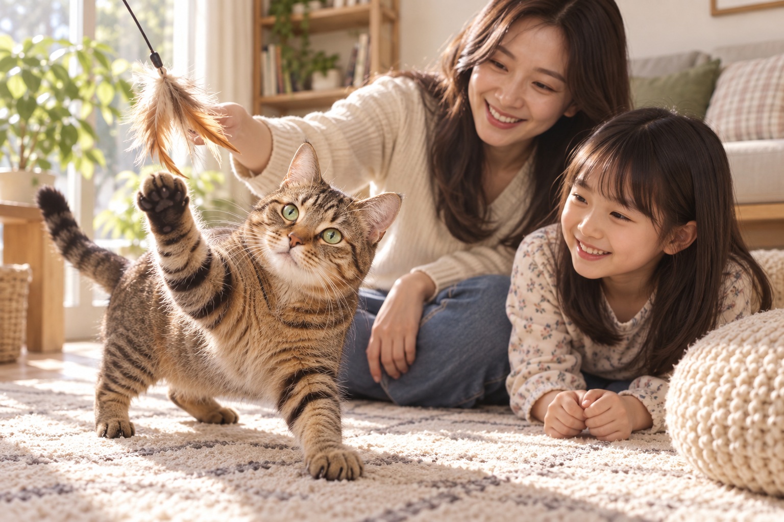 가족과 함께 장난감을 쫓던 저녁